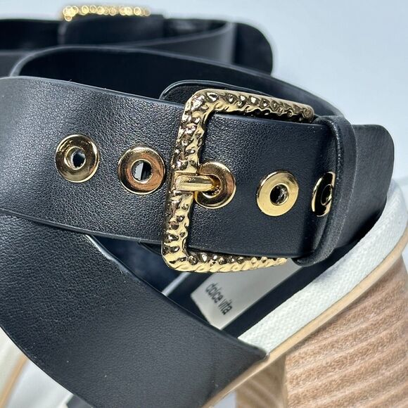 New Dolce Vita Paytin Leather Strappy Sandals Black Women 6 NWOB Block Heel - Picture 4 of 11